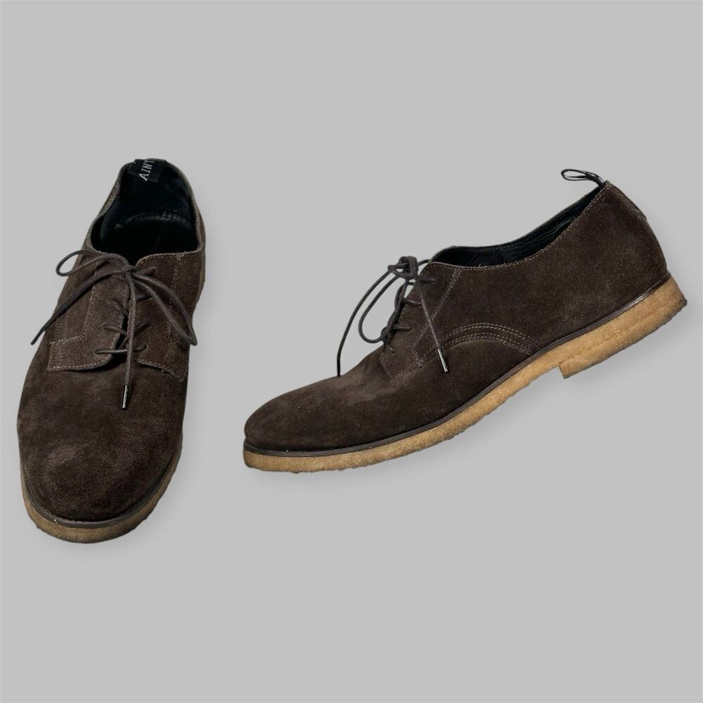 AllSaints Leigh Suede Plain Toe Derby Shoes Mens 43 / 10 Pull Tab Oxford Brown